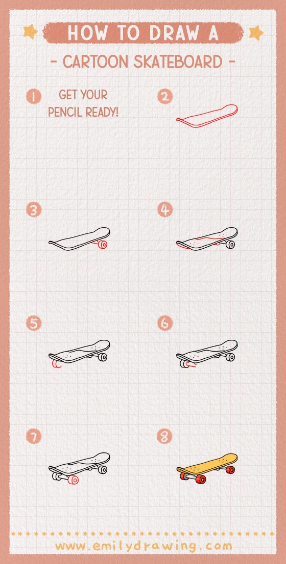 how to draw a cartoon skateboard pinterest pin